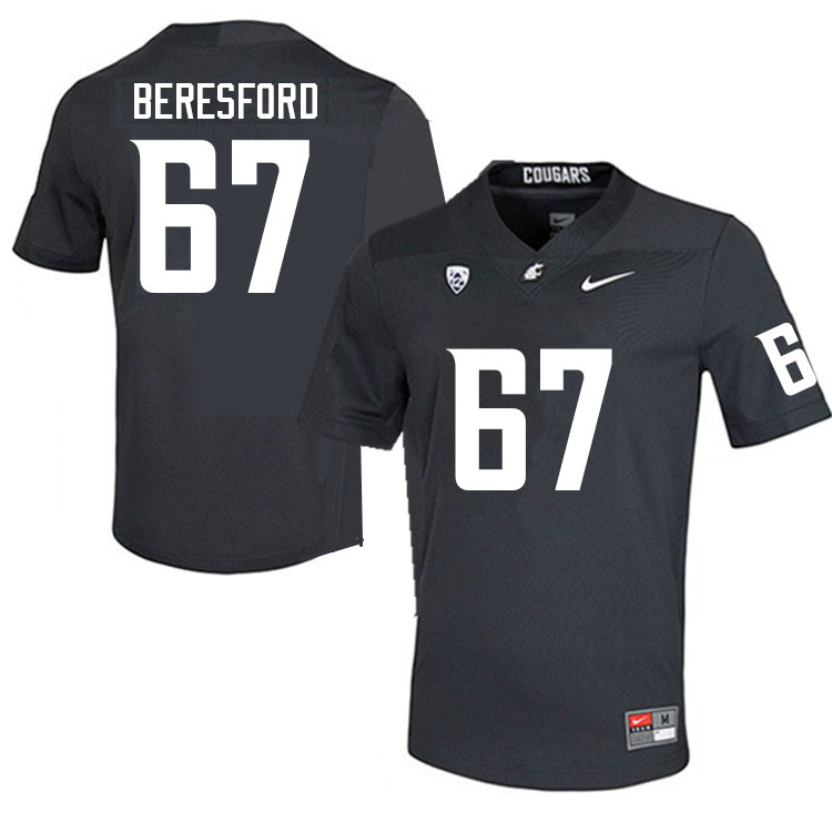 Men #67 Jack Beresford Washington State Cougars College Football Jerseys Sale-Charcoal